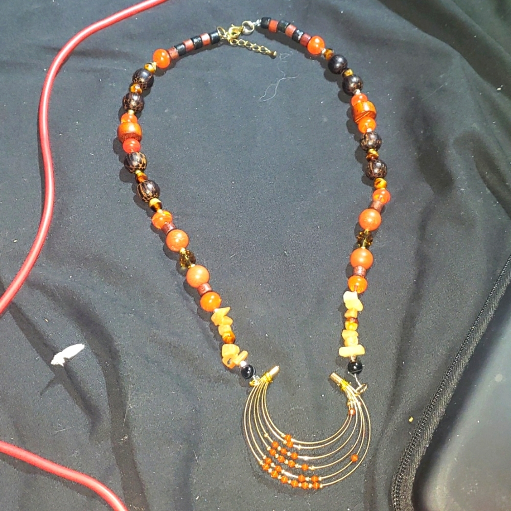 New not used semi precious stone Moon necklace